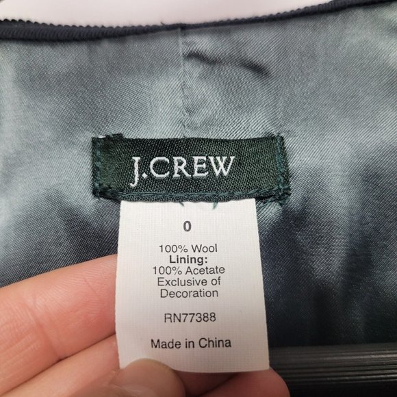 J. Crew  | Crew Ruffle Neck women jacket | Evening Jacket 100% Wool size 0 - Picture 3 of 4